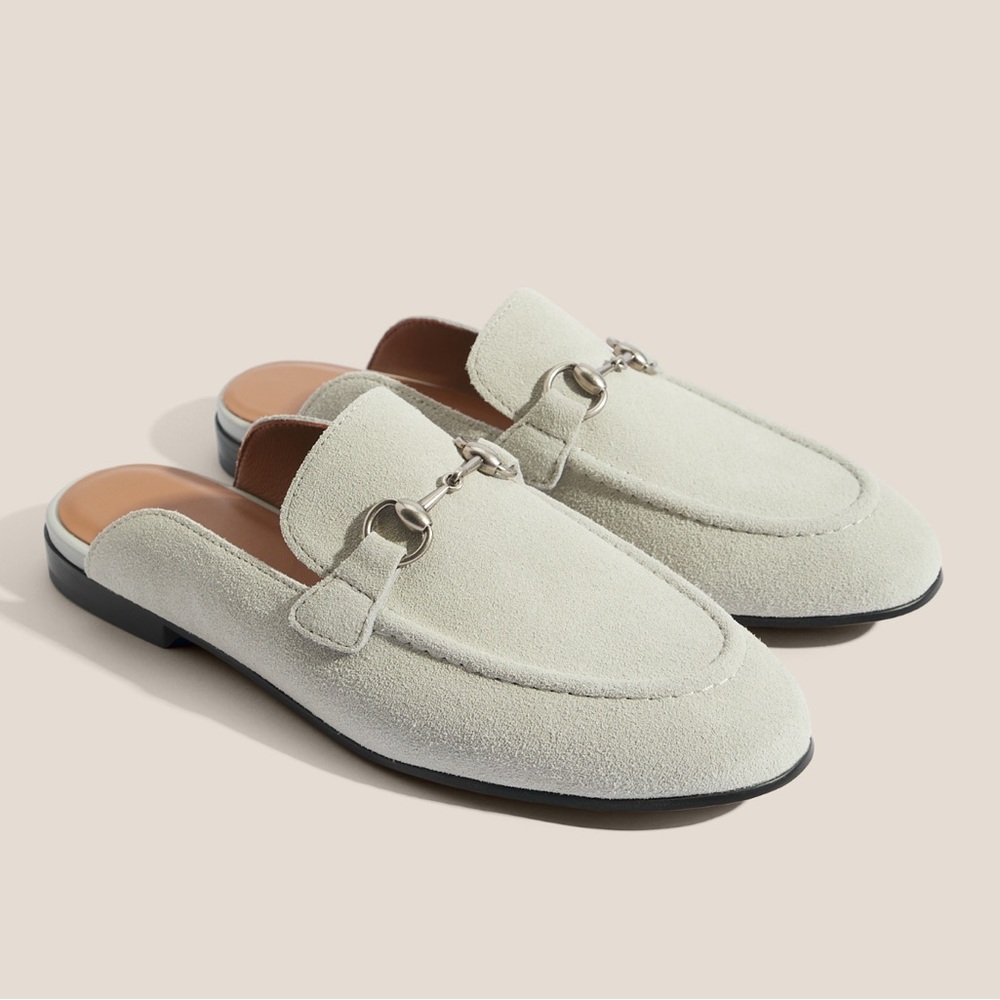 NEW TENDANCE LIGHT GREY GENUINE SUEDE MULES US9/ EUR 40
